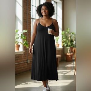 torrid Black Maxi Wash Challis Trapeze Dress